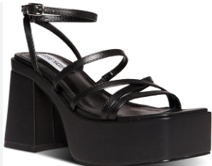 Cat: Steve Madden Vibing Black Multi Strap Open Toe Platform Heeled Sports Sandal